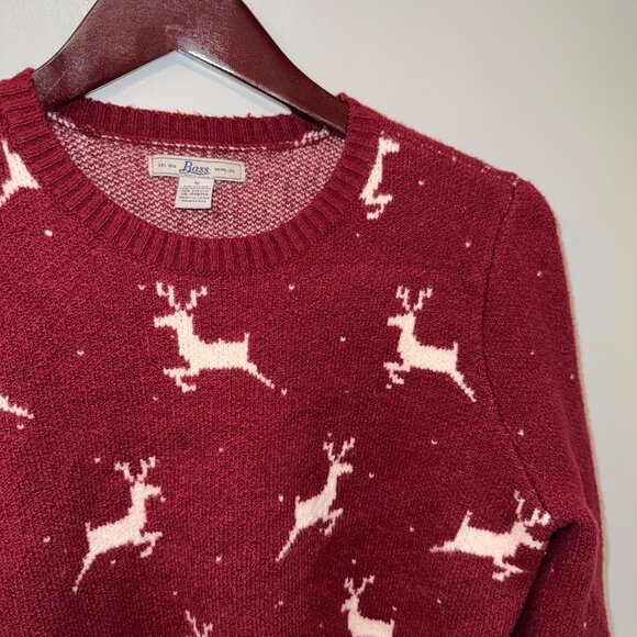 Bass Womens Knit Sweater With Reindeer Pattern Size M Red & White - Picture 4 of 5